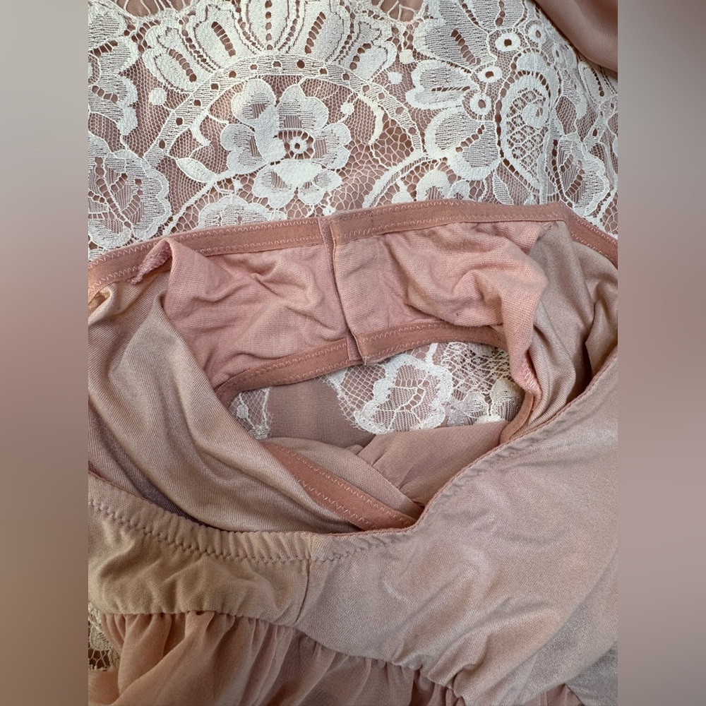 We Are HAH x Revolve Queen 4 A Day Lace Chiffon Bodysuit in Copper Rose size XS - Picture 8 of 16